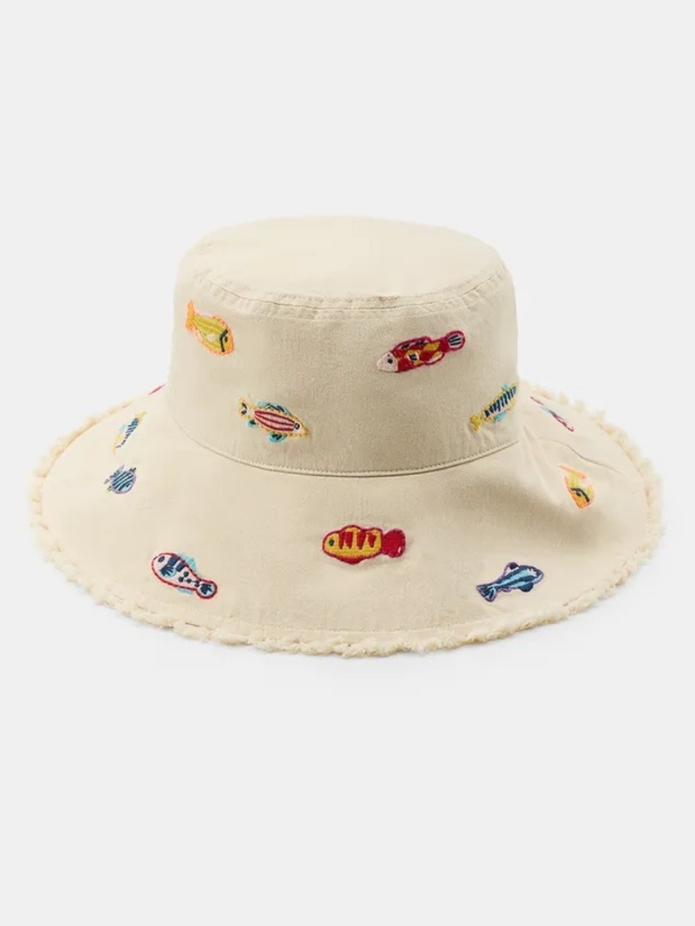 NWT Zara Woman Accessories Embroidery EMBROIDERED FISH BUCKET HAT